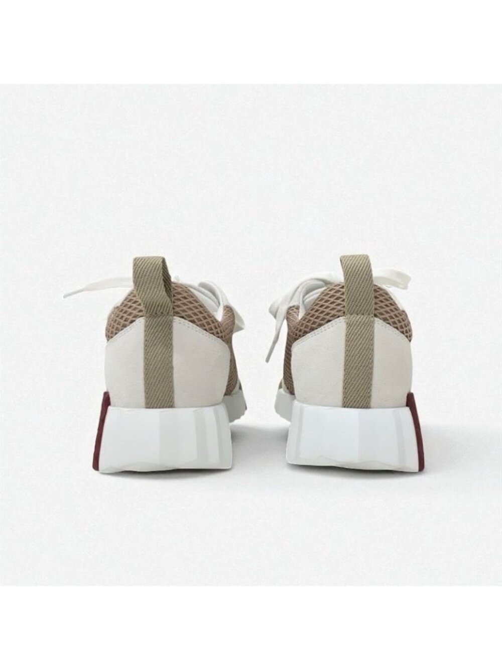 Hermes Bouncing Sneakers Shoes Fabric Suede Beige White - Picture 6 of 11